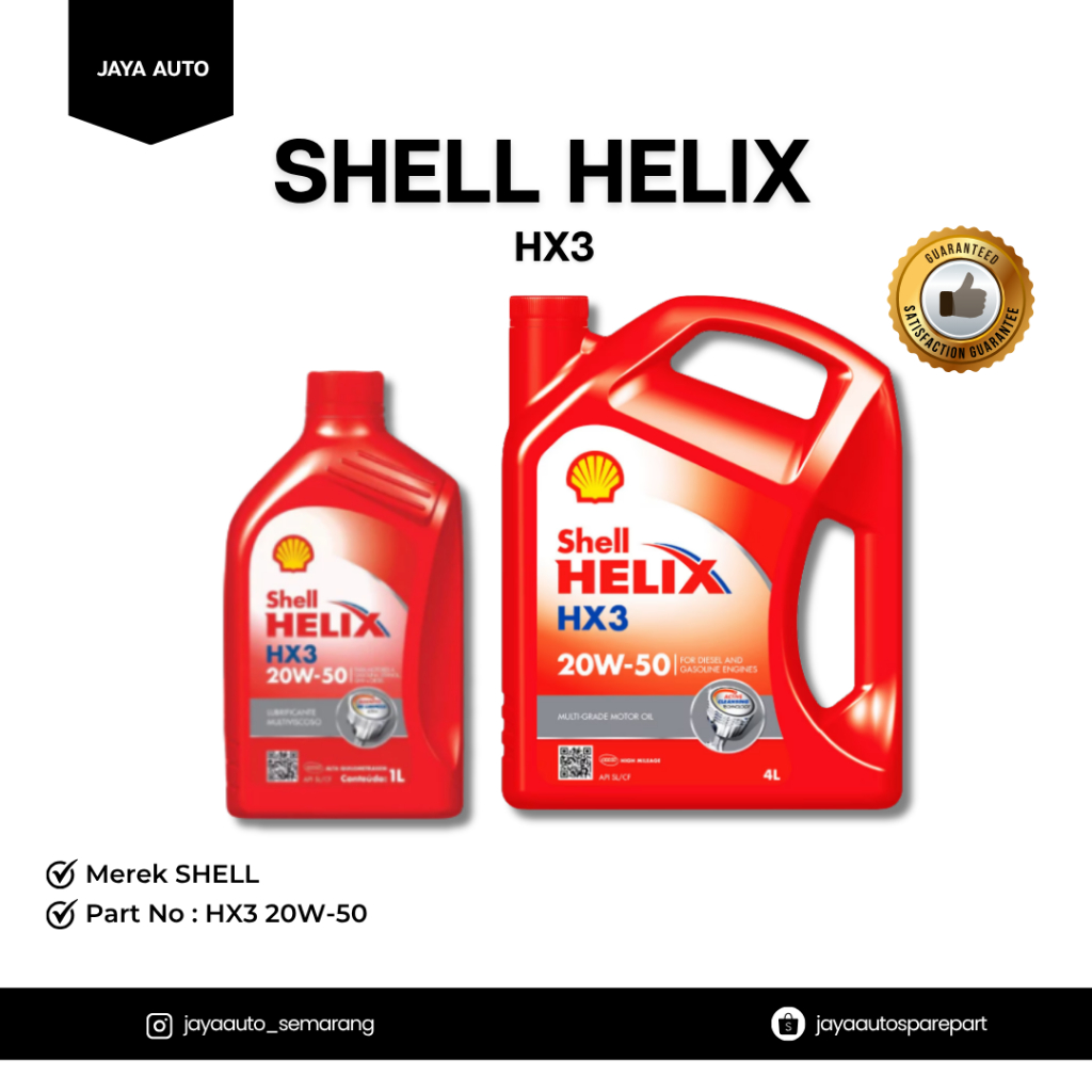Oli Mesin Mobil 1Liter & 4Liter | Shell HX3 | 20w-50 | Original