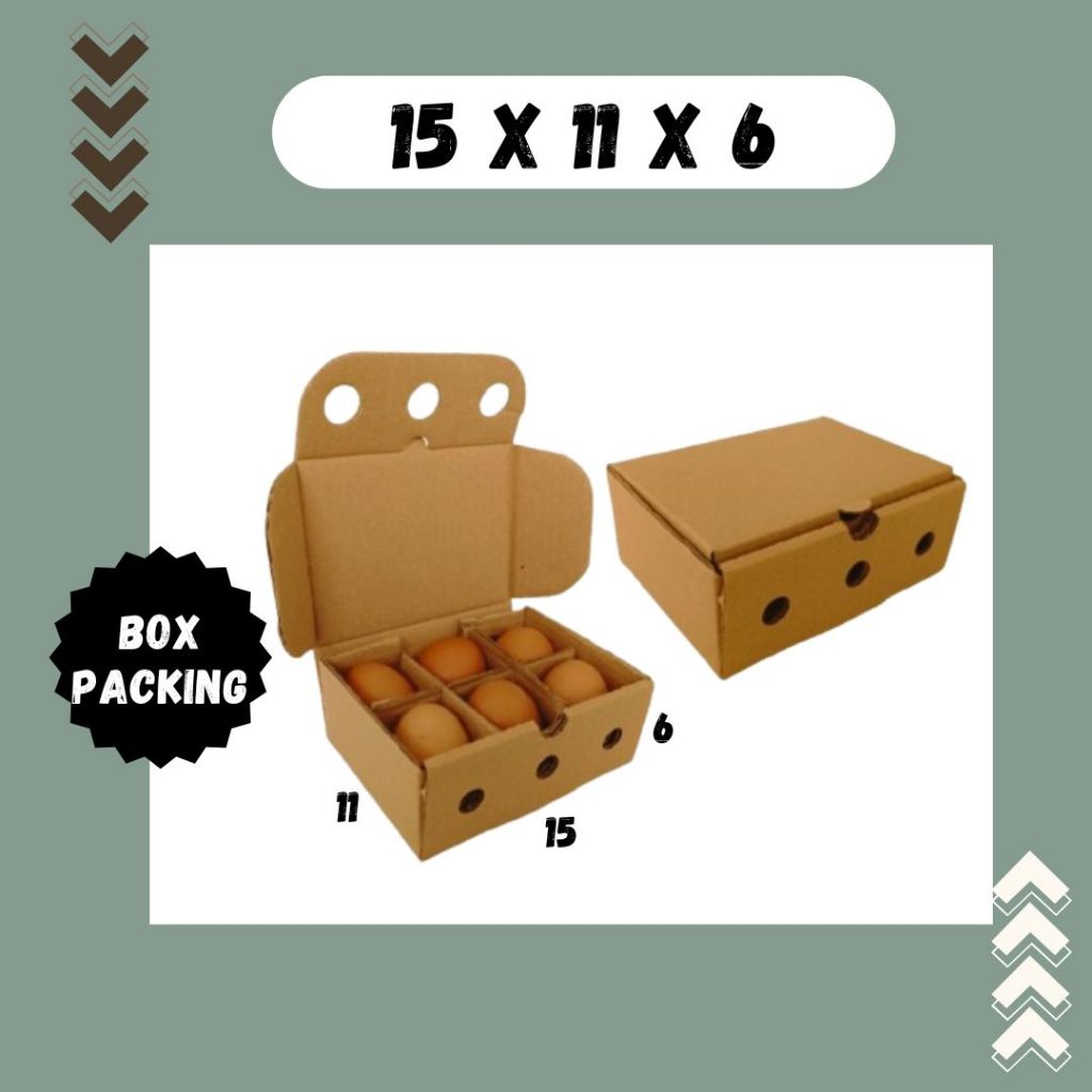 

Box telur 15x11x6 LD Kardus Telur isi 6 Packing Kotak Dus Telur Asin Tray Endog Agen Kertas Nasi KFC