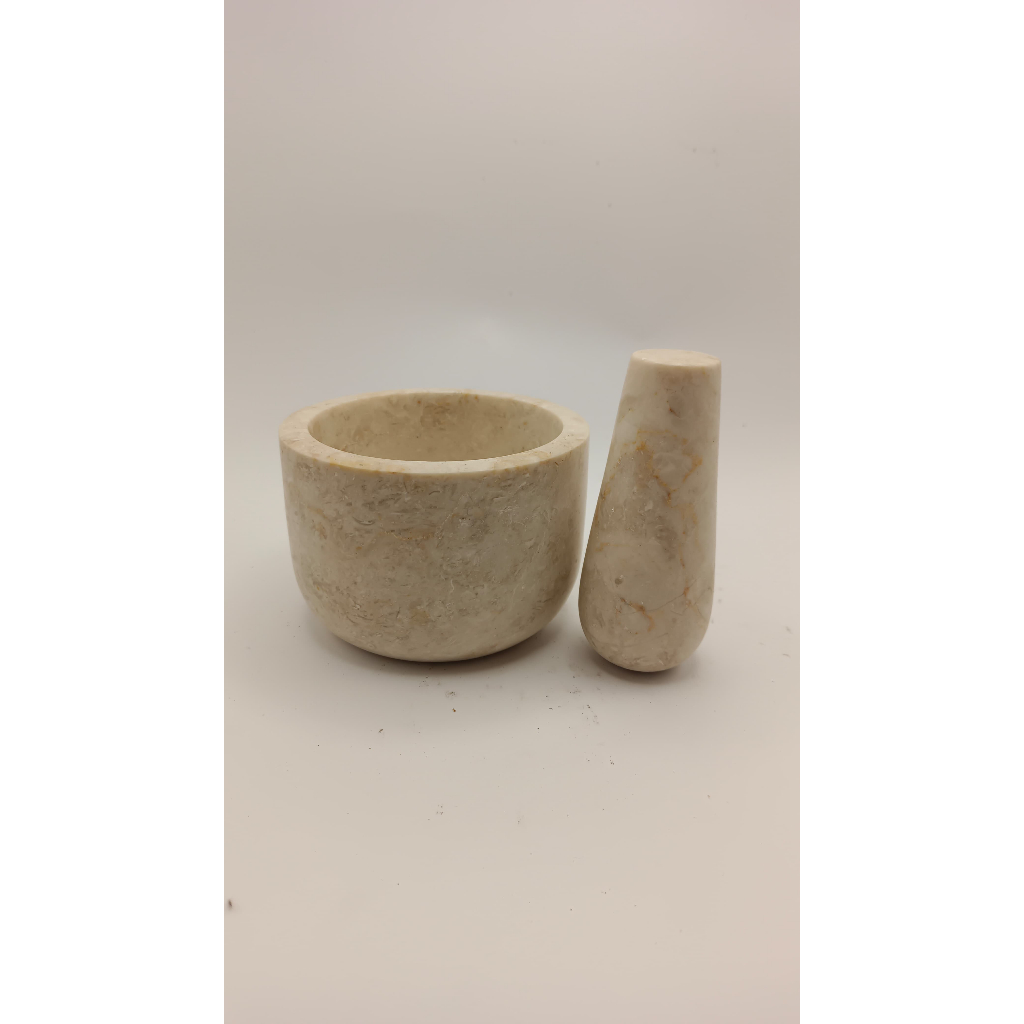 Lumpang Alu Batu Marmer Lesung Mini Marble Stone Mortar Pestle Tumbukan Ulekan / Ulekan Keramik Aest