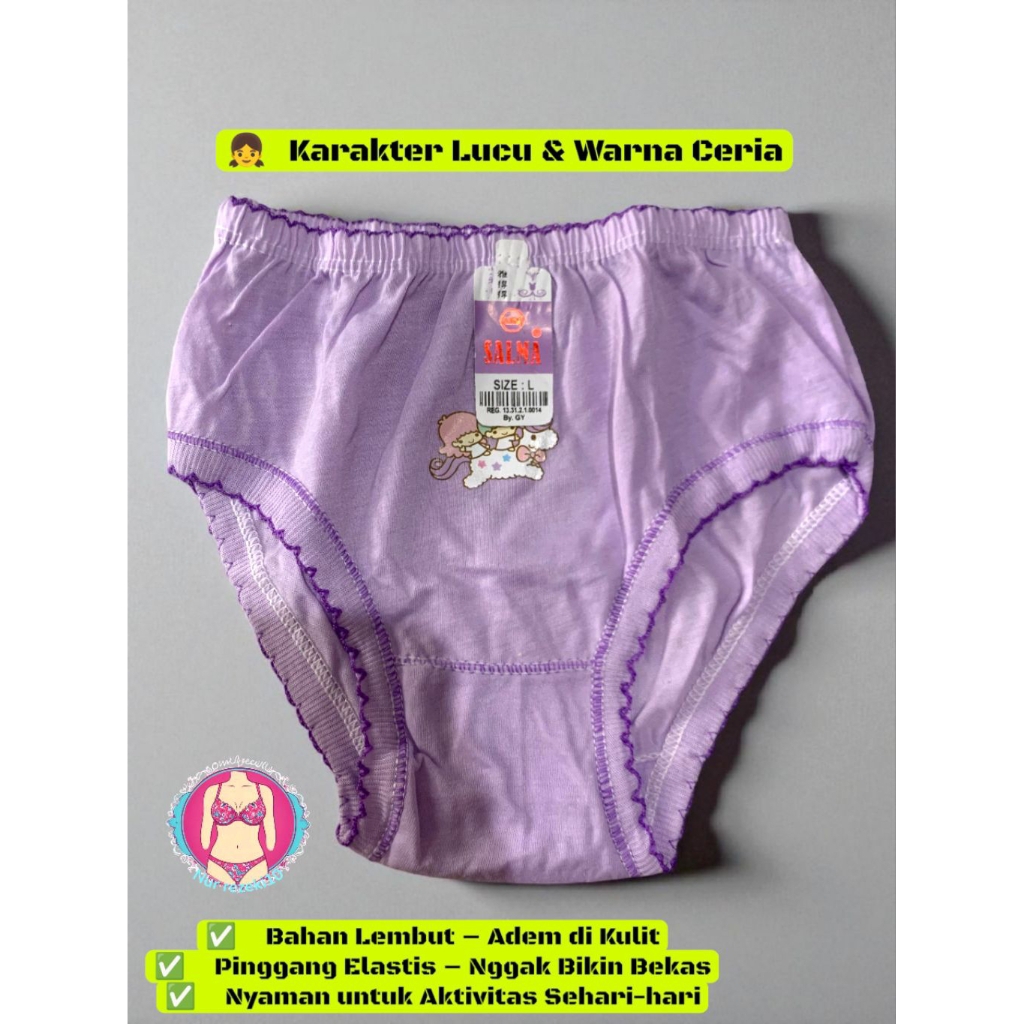 Celana Dalam Anak Perempuan SALMA – Warna Ceria & Karakter Lucu | Size S–XL | 1 & 3 Pcs/celana dalam