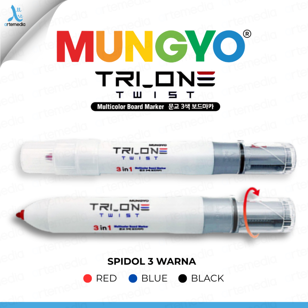 

Mungyo Tri-One Multicolor Boardmarker 3 in 1 Spidol Whiteboard 3 Warna Twist Korea