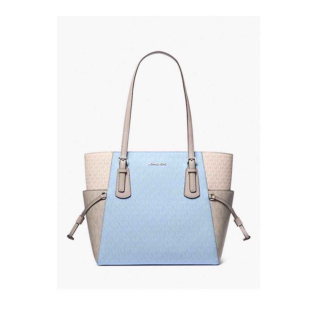 MK  Voyager Large Color-Block Signature Logo Tote Bag