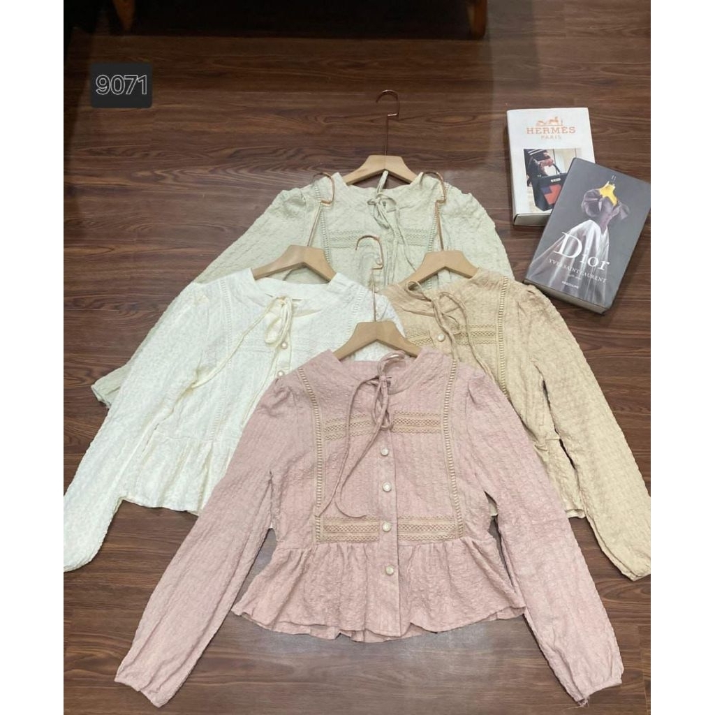 Atasan katun kombi renda import