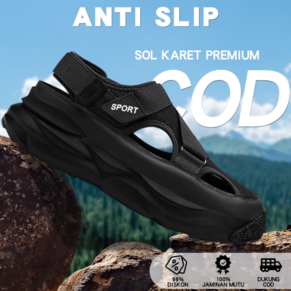 sepatu slip on sandal pria keren sandal outdoor pria terbaru sepatu pria casual sandal karet pria