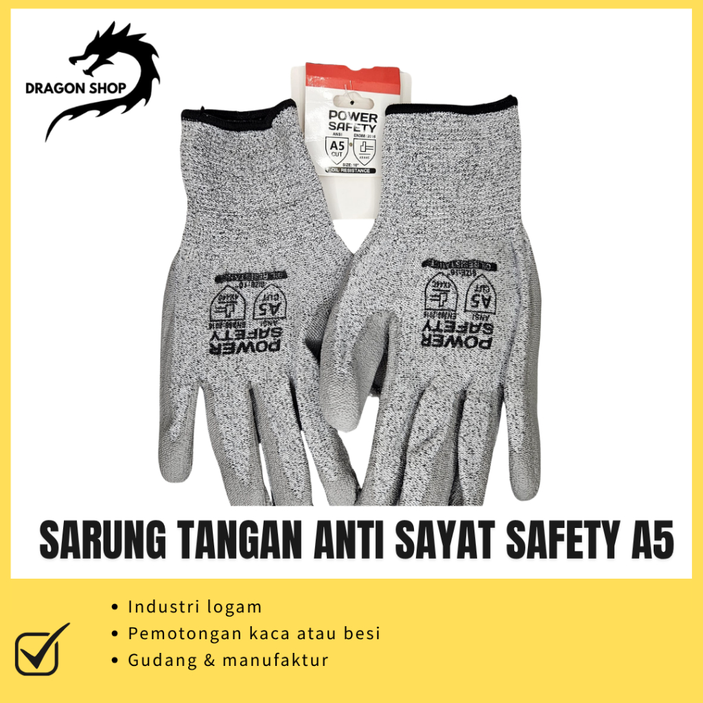 DRAGON SHOP | Sarung Tangan Anti Sayat Safety A5 – Perlindungan Tangan Maksimal
