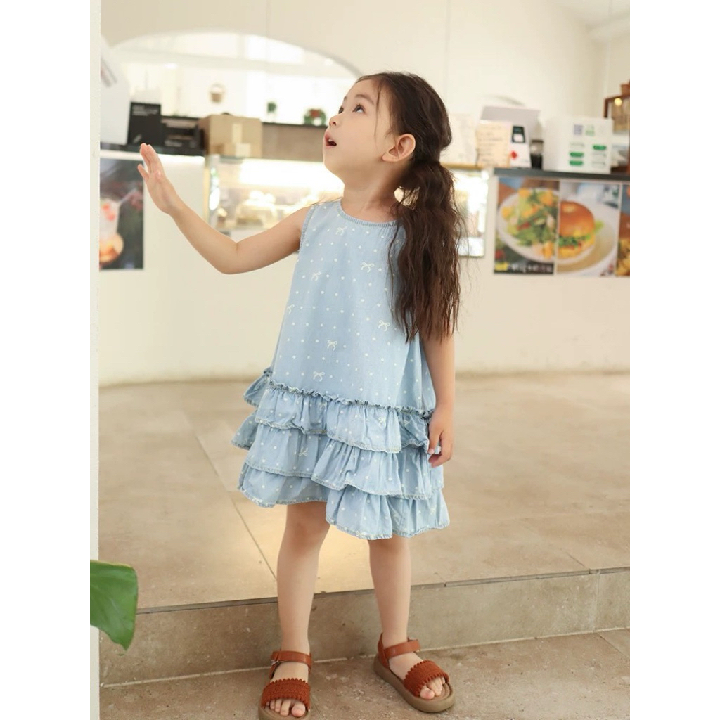 carousel kids - REMI DENIM DRESS RIBBON/ dress anak
