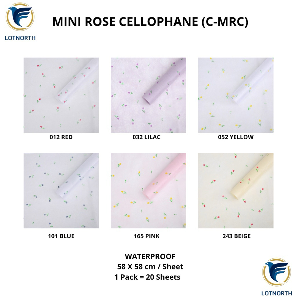 

[1 pack] C-MRC / Kertas Buket Bunga / Wrapping Paper Cellophane / Mini Rose Cellophane / Kertas Buket Motif Bunga Rose Kecil / Kualitas Premium Tebal / Florist Bouquet Supply / Termurah / Plastik Bunga