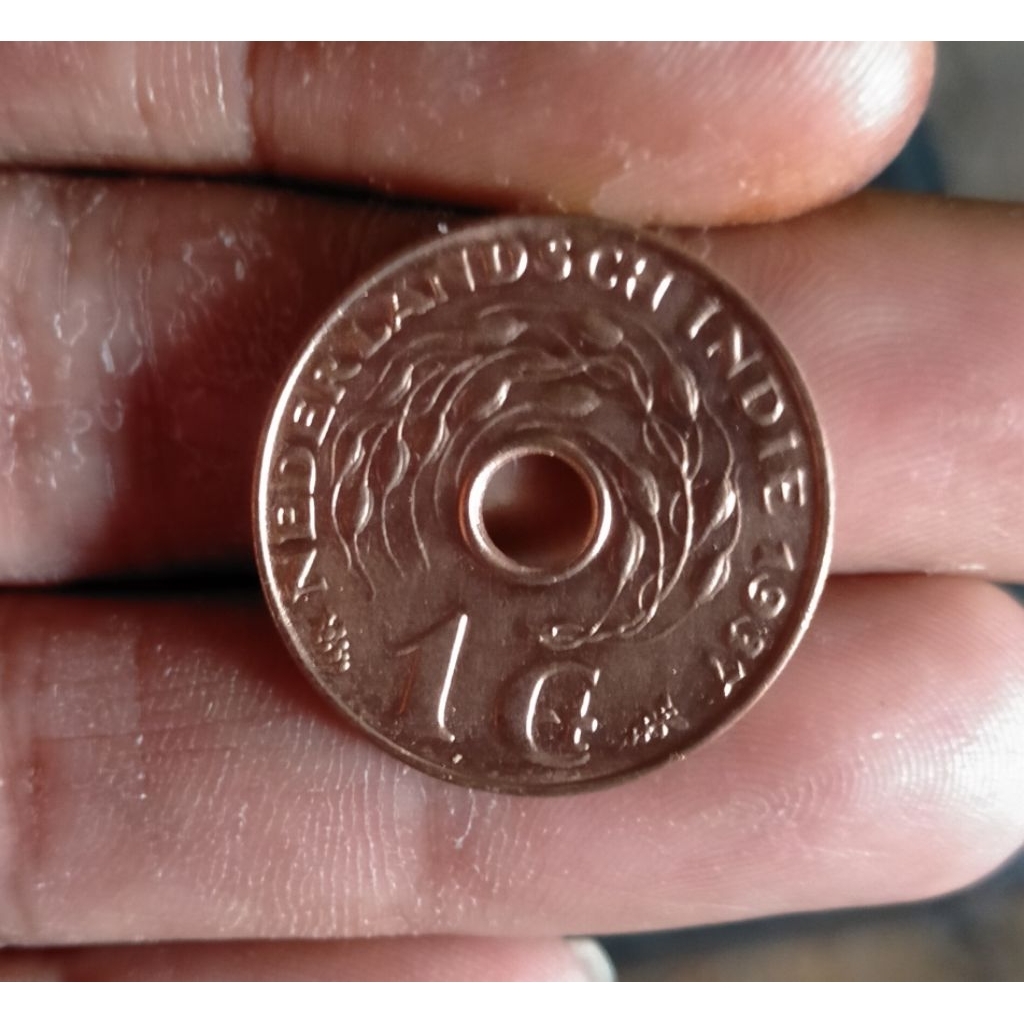 koin penjajahan koin Nederland indie 1 sen bolong