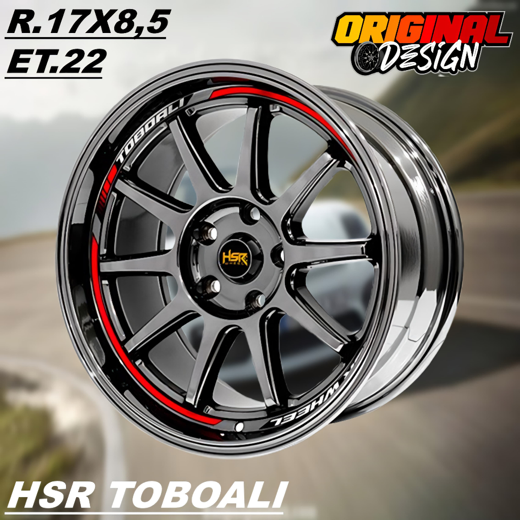 Velg Mobil INNOVA, XPANDER, CRV, Ring 17 Warna Black Chrome HSR TOBOALI R17 Lebar 8,5