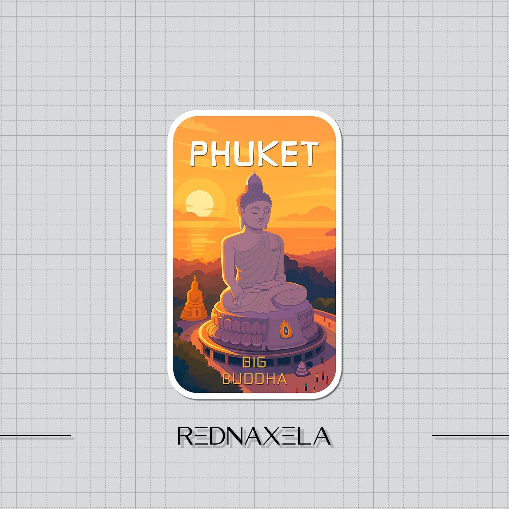 

Stiker Vinyl Country Thailand Phuket Big Buddha Stiker Koper Outdoor Travel Sticker