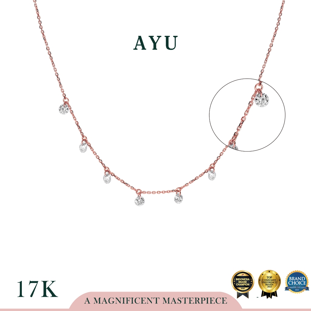 AYU Kalung Emas Korea - 8 Candy Pop Chain Necklace 17K Rose Gold