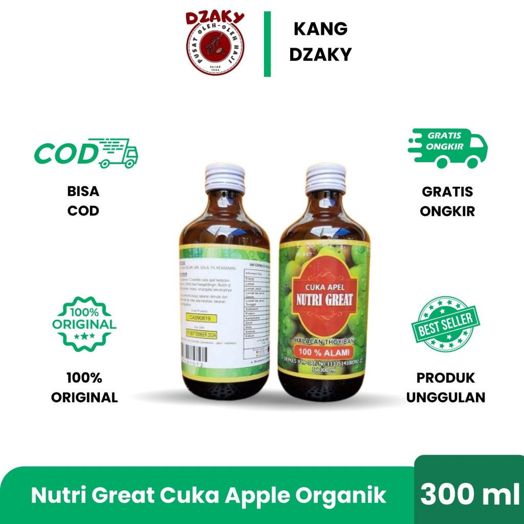 

CUKA APEL Batu Nutri Great 300 ml Organic Apple Cider Vinegar Original 100% APEL UTUH