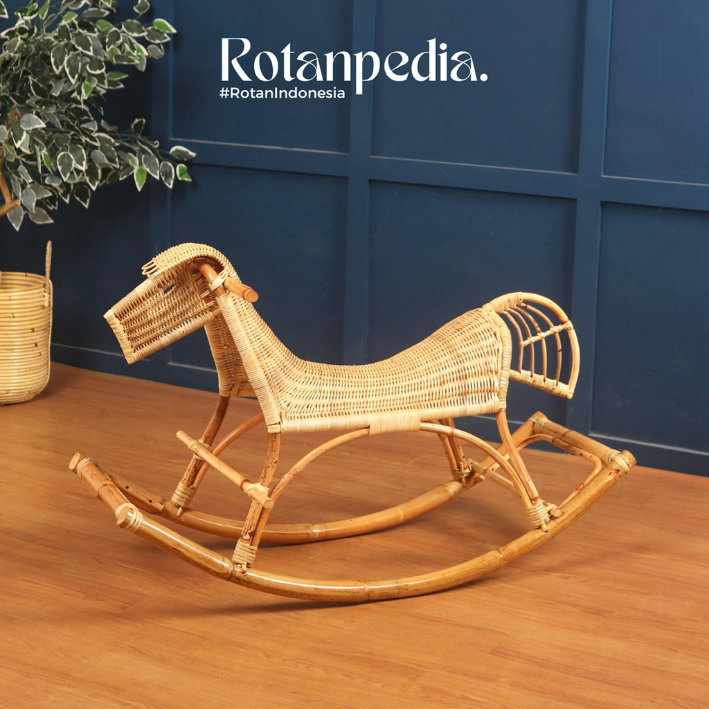 Kuda Kudaan Anak dari Rotan – Mainan Ayunan Goyang Handmade Natural | Kursi Goyang Anak Rotan | Rota