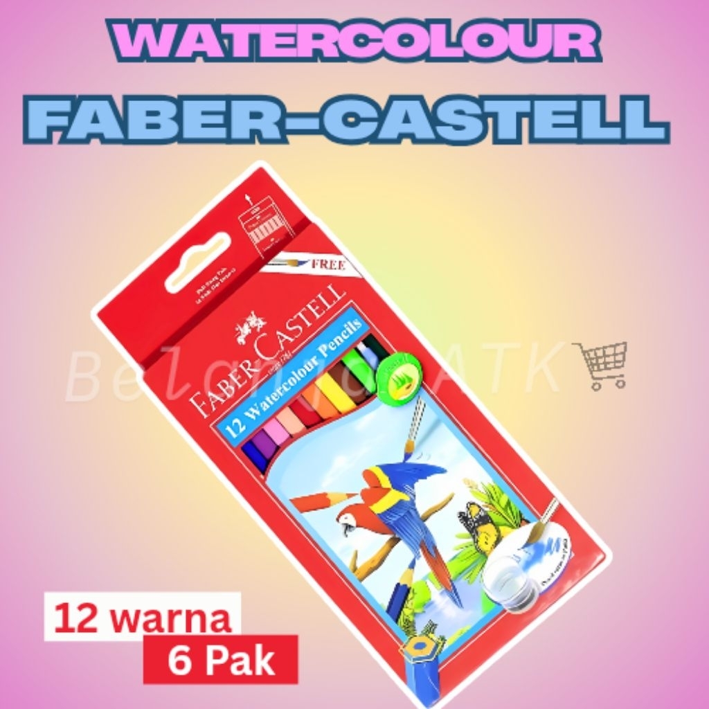 

[6 pak] Faber-Castell Pensil Warna Watercolour 12 Warna Panjang– 6 Pak, Bisa Kering & Basah