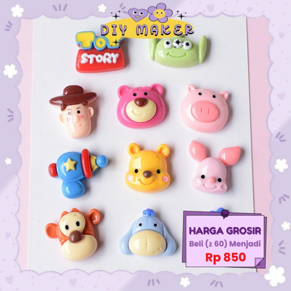 

DM 1 Pcs Resin Clay 3D Lucu Karakter Toy Story Untuk DIY Dompet Gantungan Kunci Stiker 3D Aksesoris