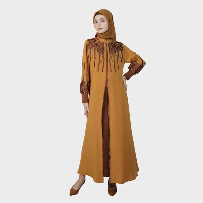 Hikmat A5544 Abaya Warna Black & Mustard