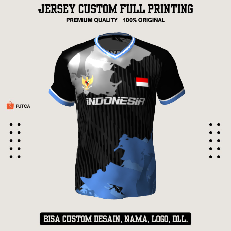Kaos Jersey Futsal Hitam Abu Biru Motif Abstrak 372 - Jersey Olahraga Custom Full Printing
