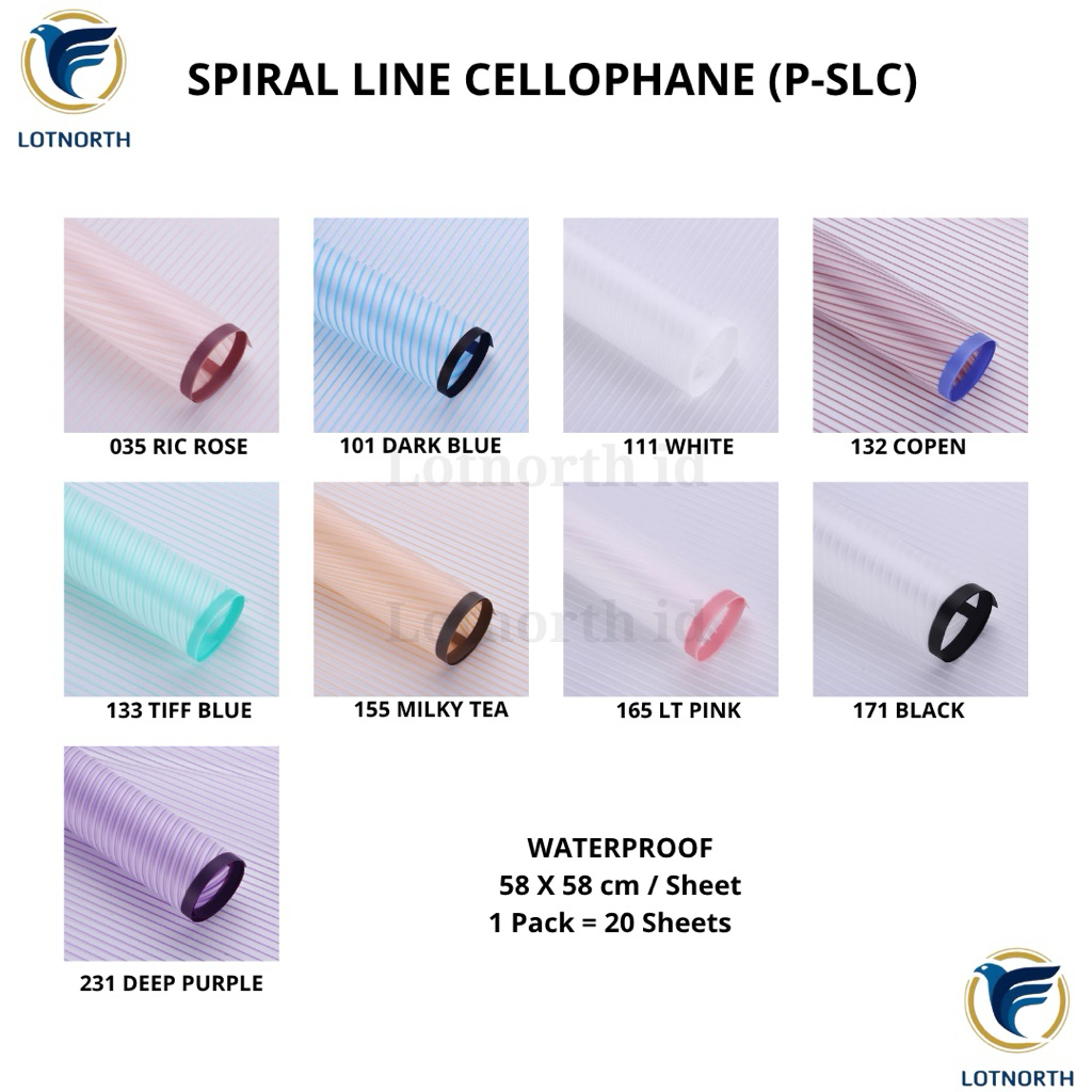 

[1 pack] P-SLC / Kertas Buket Bunga / Wrapping Paper Cellophane / Spiral Line Cellophane / Kertas Bunga Buket Semi Transparan Model Garis Lis Warna/ Flower Paper Craft / Kertas Celopen / Plastik Bunga