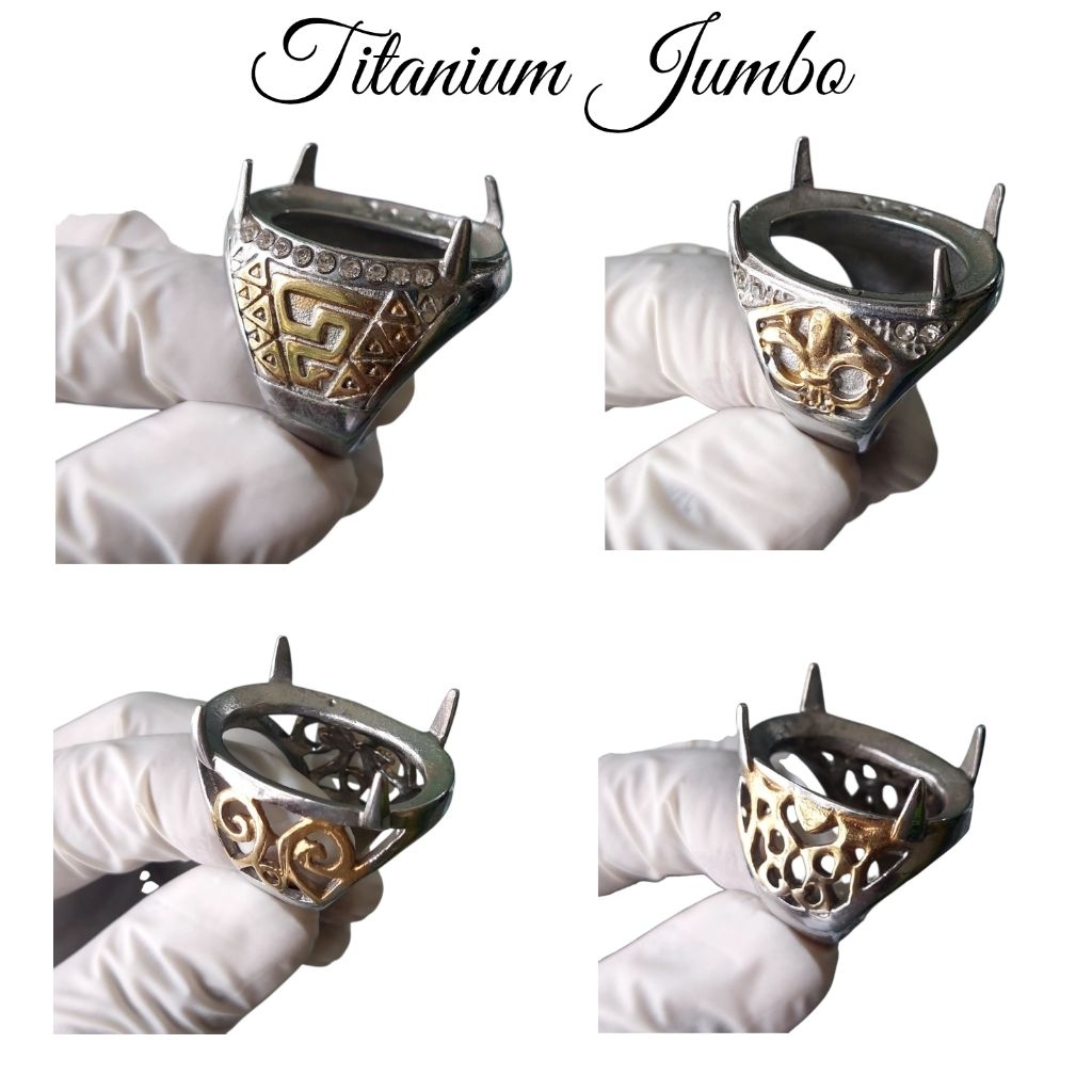 Ring Emban Titanium Jumbo Cincin Akik Titanium Batu Besar