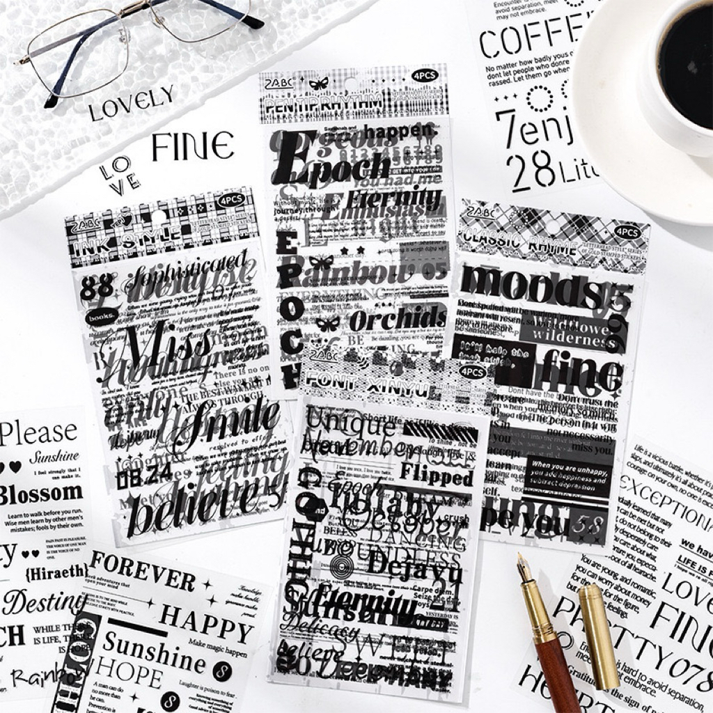 

(7E) sticker transparan kiss cut tulisan quote word style deco dekor journaling