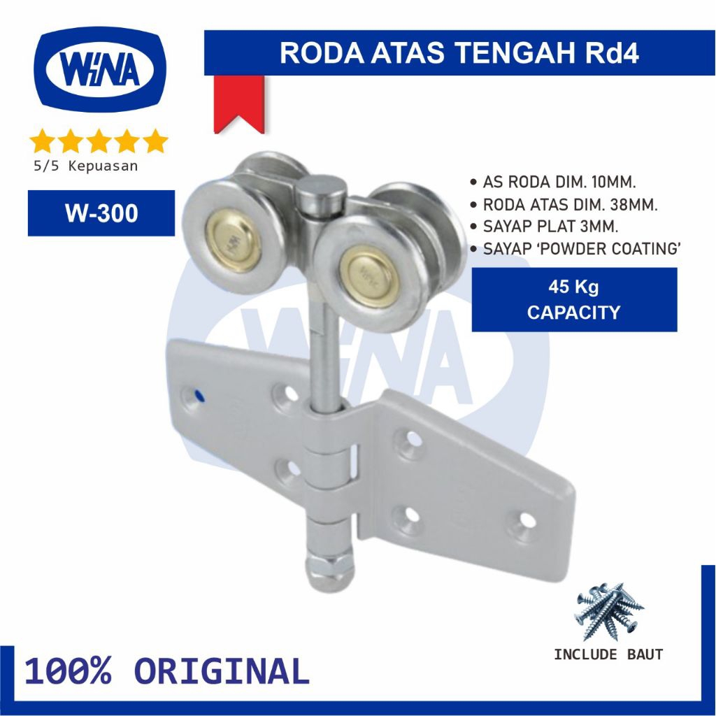Roda Atas Tengah RD4 Wina W300 Engsel Pintu Garasi untuk Kayu / Alumunium dan uPVC - 100% Original