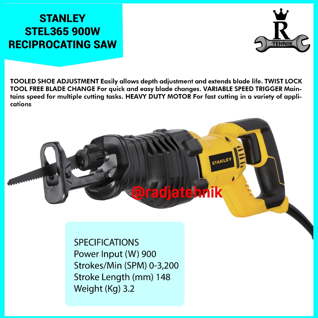 STANLEY  STEL365 RECIPROCATING SAW  RECIPROCATING SAW 900W  Gergaji Listrik  Alat Tukang Serbaguna