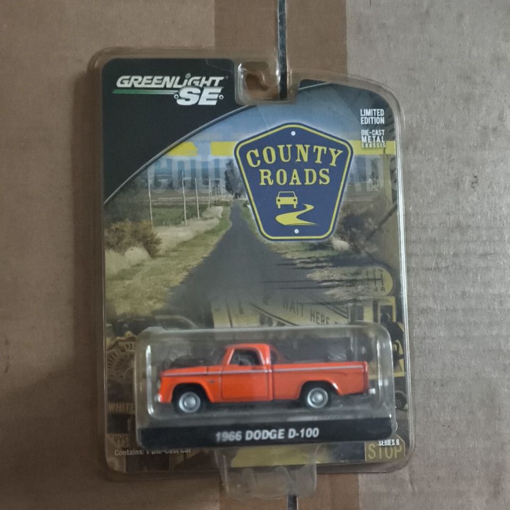 Greenlight 1966 Dodge D100 D 100 Orange County Roads oranye GL 1 64
