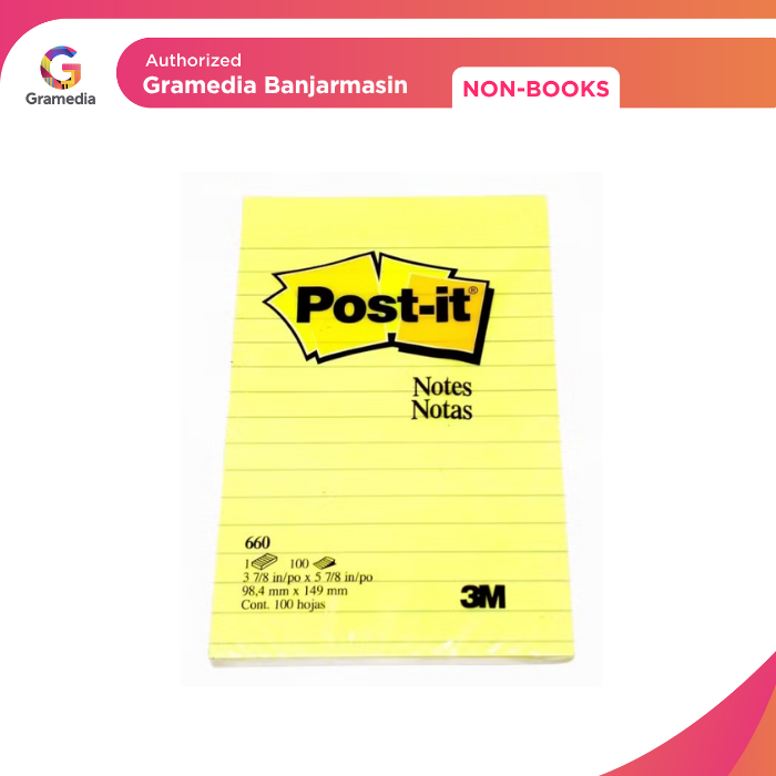 

Gramedia Banjarmasin - Sticky Note Bergaris 3M Post It 660 Lined