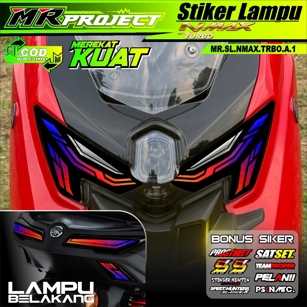 Stiker Variasi Lampu Motor NMAX TURBO NEO S 2024 2025 Stiker Lampu Alis NMAX TURBO Bahan TRANSPARAN