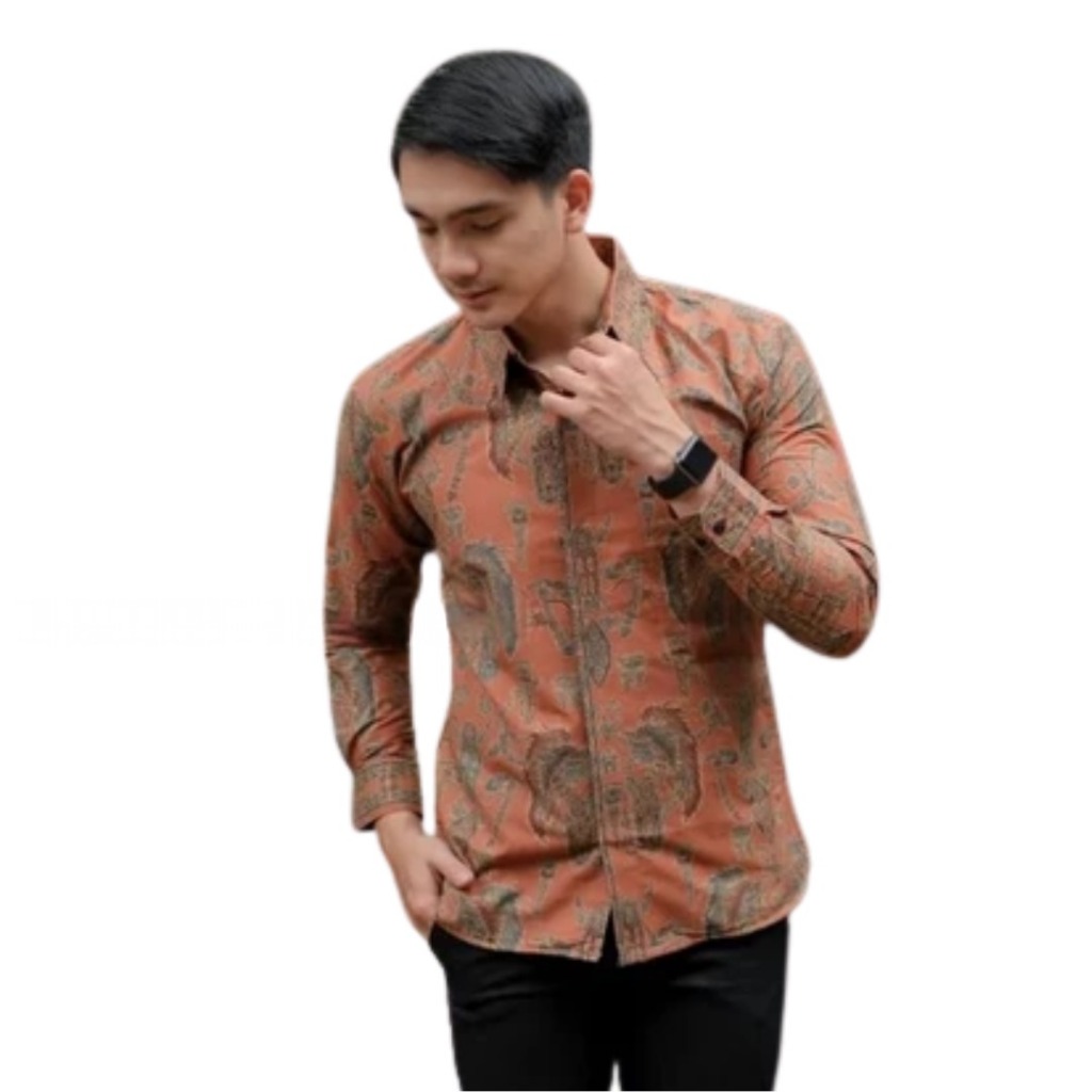 Batik Antasena - Kemeja Batik Pria Bornean Jingga