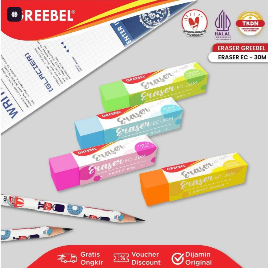 

GREEBEL Penghapus/Eraser EC-30M memiliki ukuran 5.8 x 1.3 x 1.3 cm