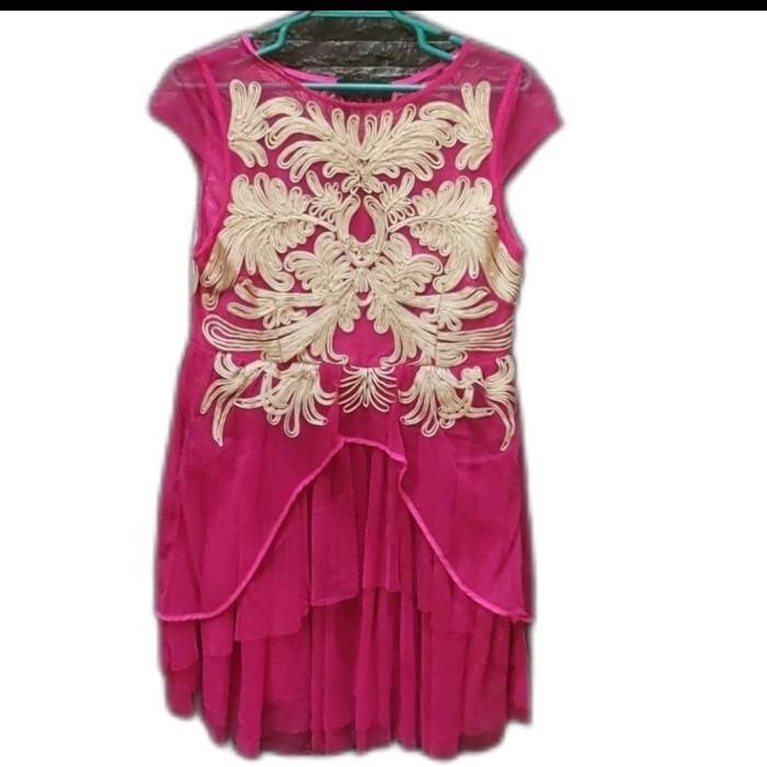 gaun pesta baju wanita rose pink premium women dress party dress Caroline Kosasih