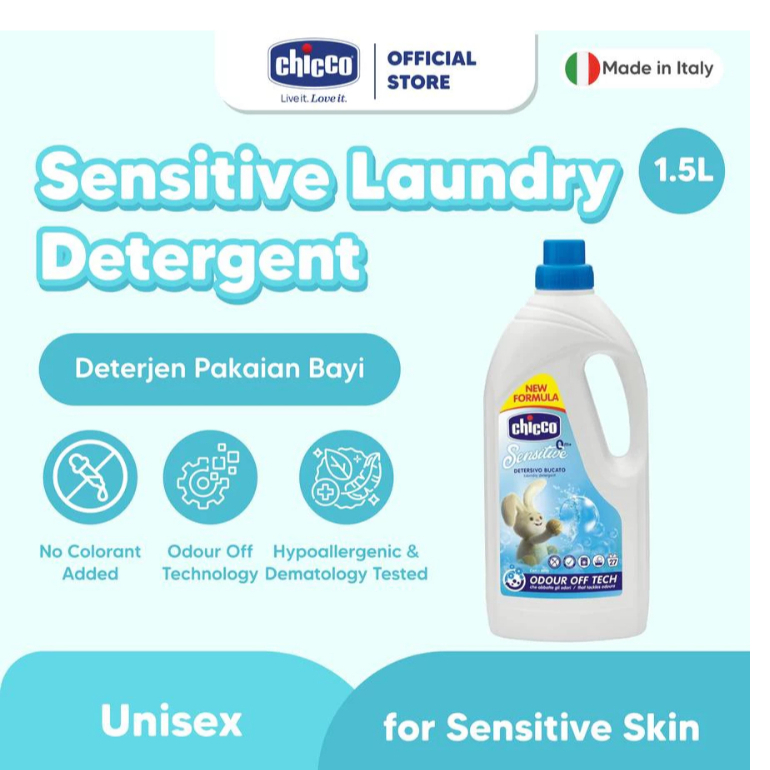 CHICCO Sensitive Laundry Detergent 1.5 L / Deterjen Pakaian Bayi / Deterjen Cair / Deterjen Bayi