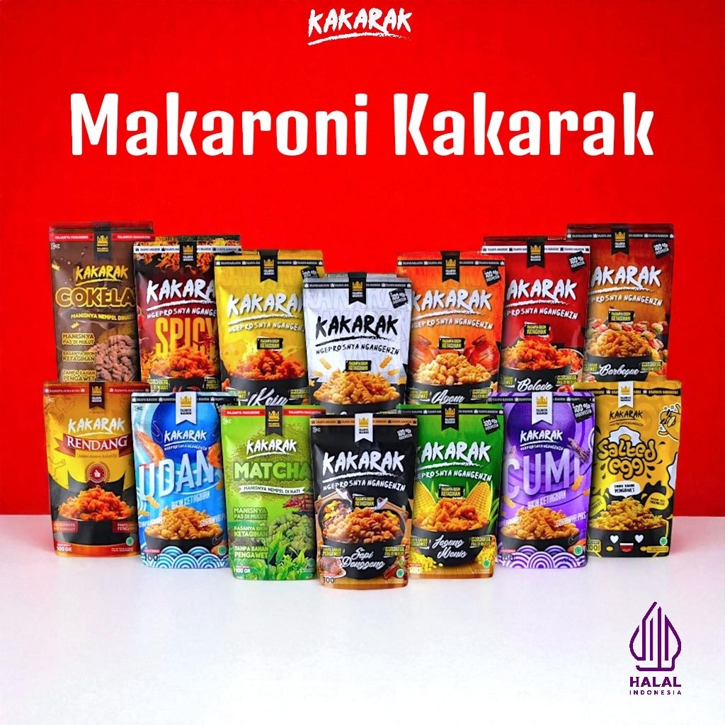 

Makaroni Kakarak 85gr | Snack Gen Z, Halal & PIRT