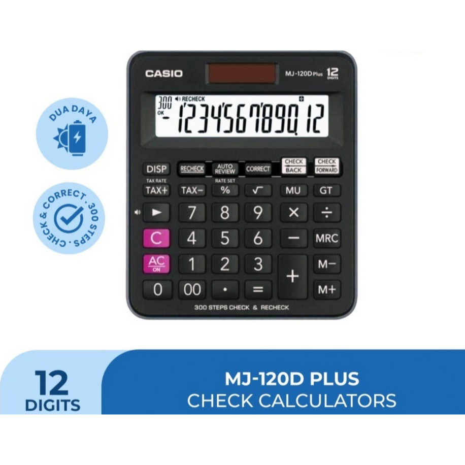 

CALCULATOR / KALKULATOR TOKO DAGANG BISNIS KERJA / KALKULATOR CHECK & CORRECT / CALCULATOR 12 DIGIT / CALCULATOR CASIO MJ120D PLUS