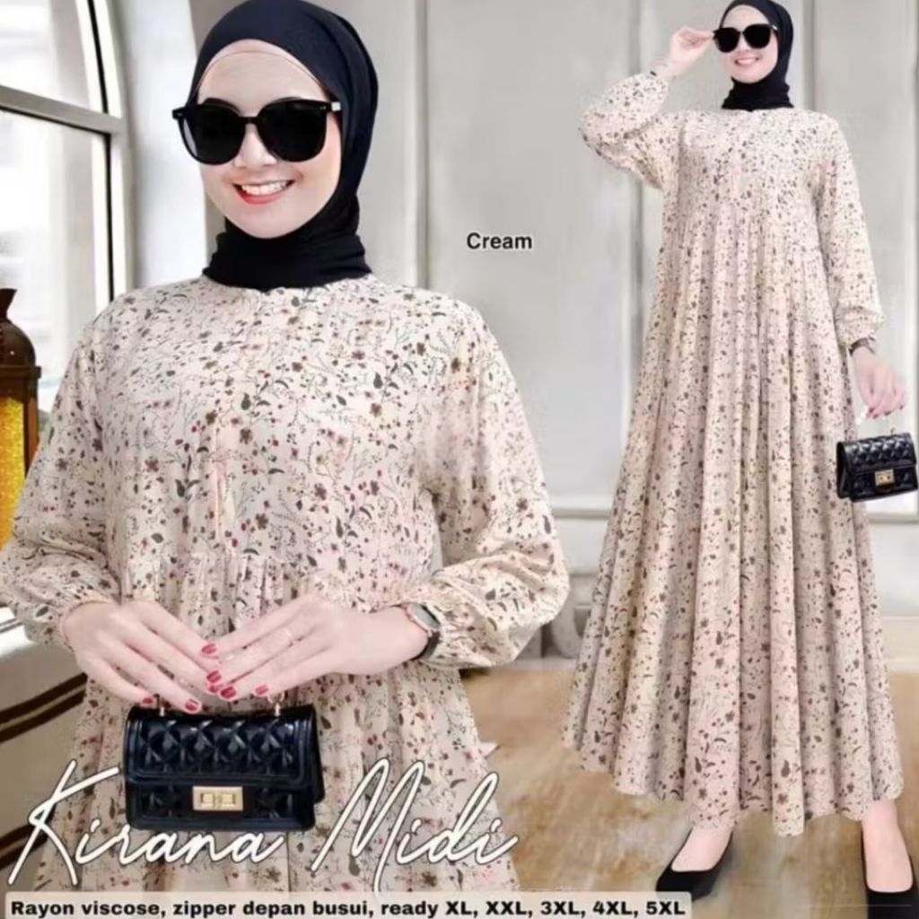 MIDI dress Kirana/ MIDI dress kekinian/ MIDI dress terbaru