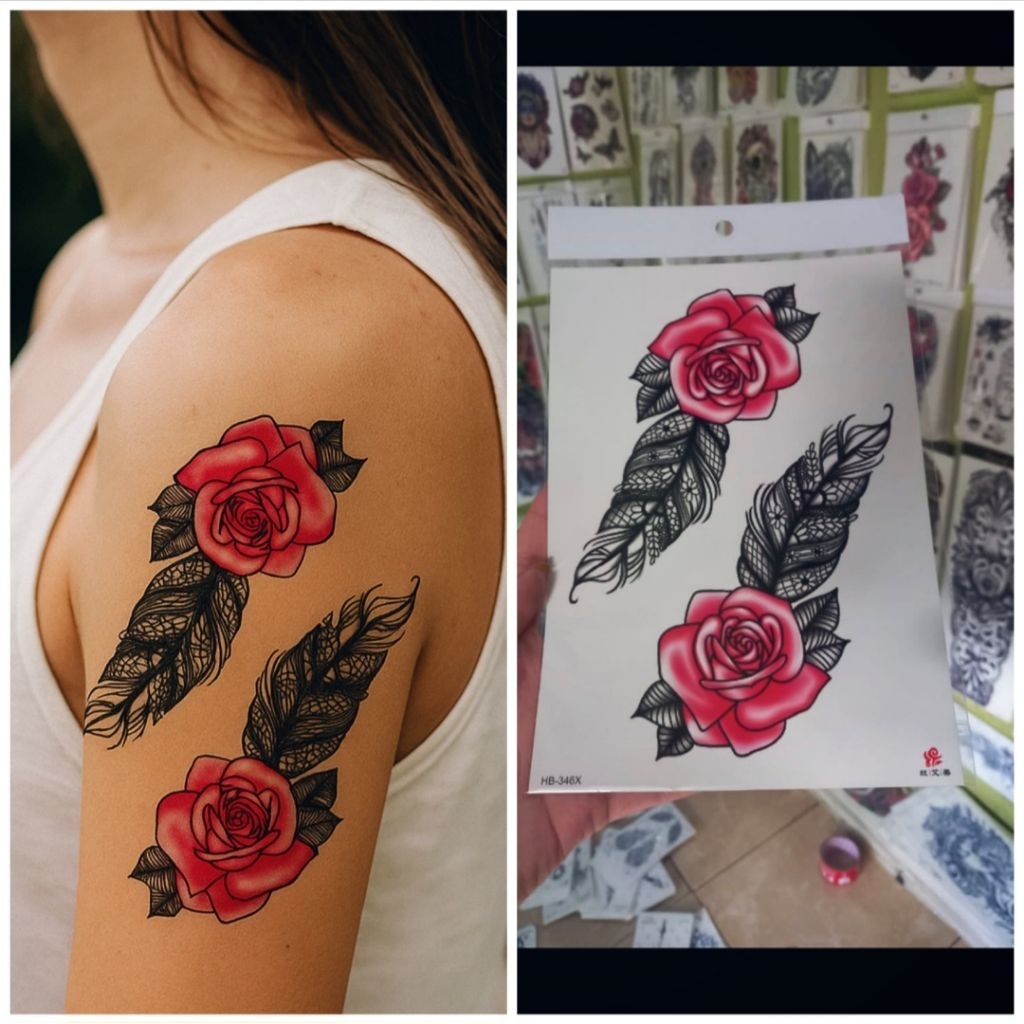 tato temporer bunga bulu tato tangan tato lengan