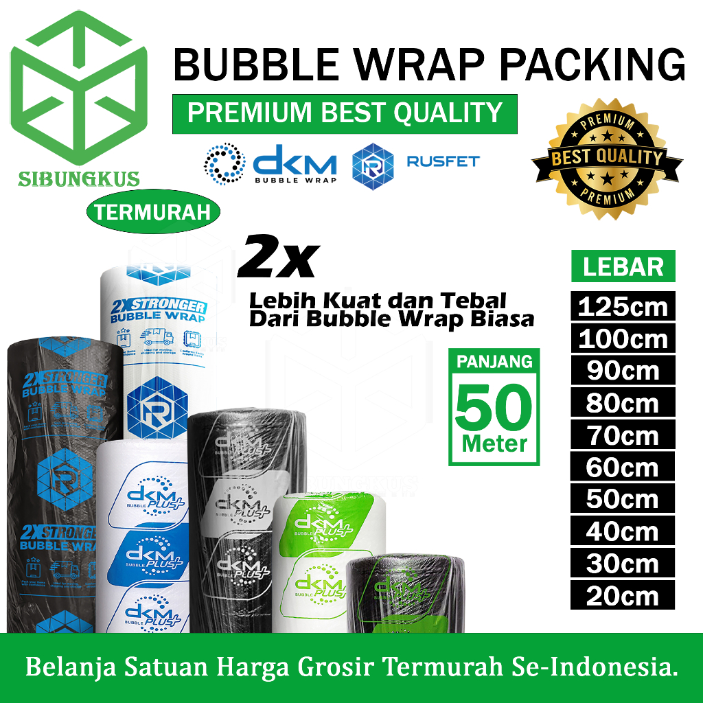 

Plastik Bubble Wrap Roll 125 X 50 Meter Dkm Plus Bubblewrap 40cm 30cm x 50m