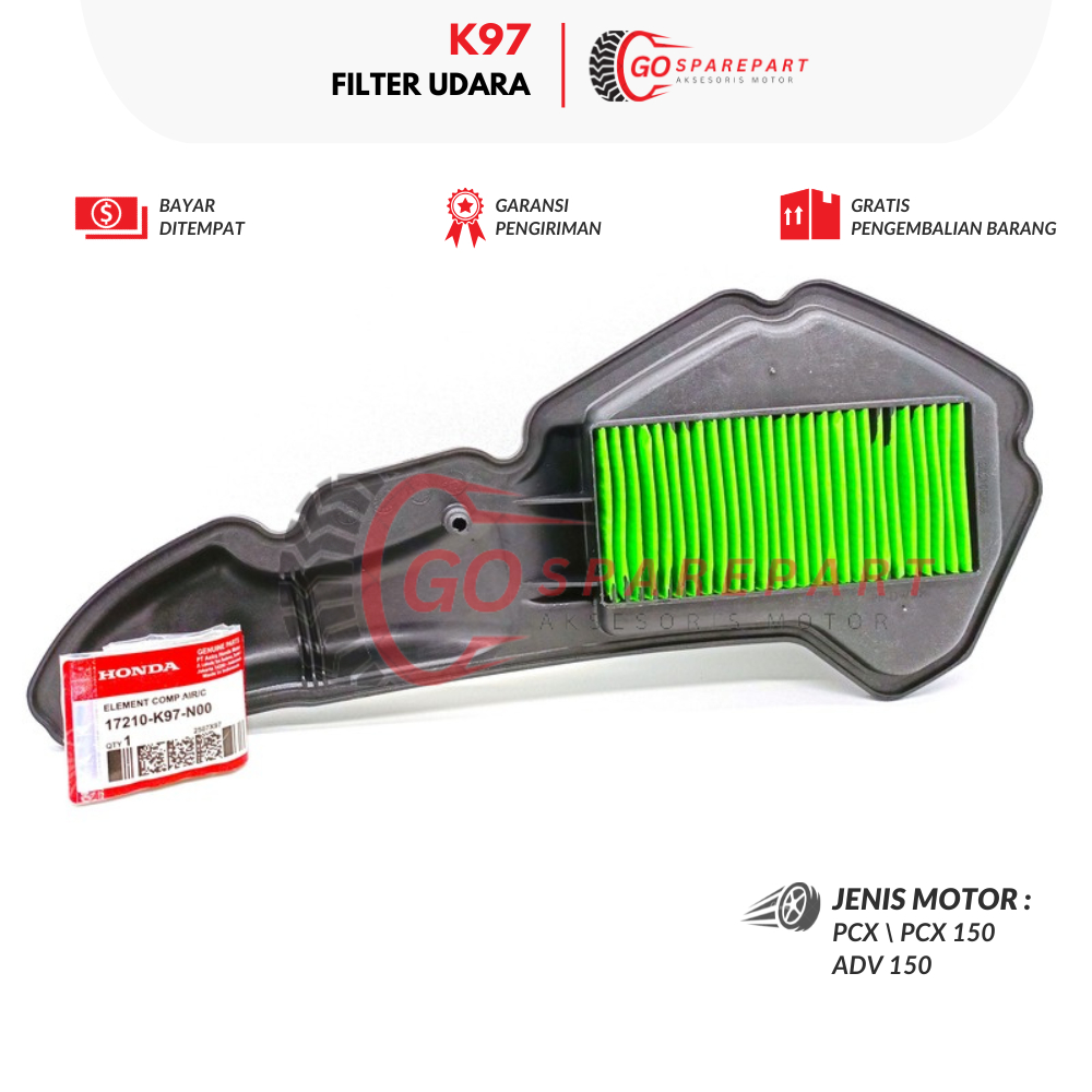 K97 FILTER UDARA MOTOR HONDA PCX / SARINGAN UDARA MOTOR PCX 150 / AIR FILTER / FILTER SARINGAN UDARA