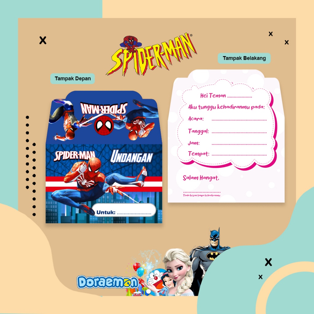 UNDANGAN ULANG TAHUN / UNDANGAN ULTAH VARIASI SPIDERMAN ONE