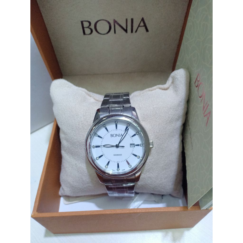 JAM TANGAN WANITA BONIA BNB 10099-1317S ORIGINAL BERGARANSI 1 TAHUN RANTAI SILVER STAINLESS STEEL WA