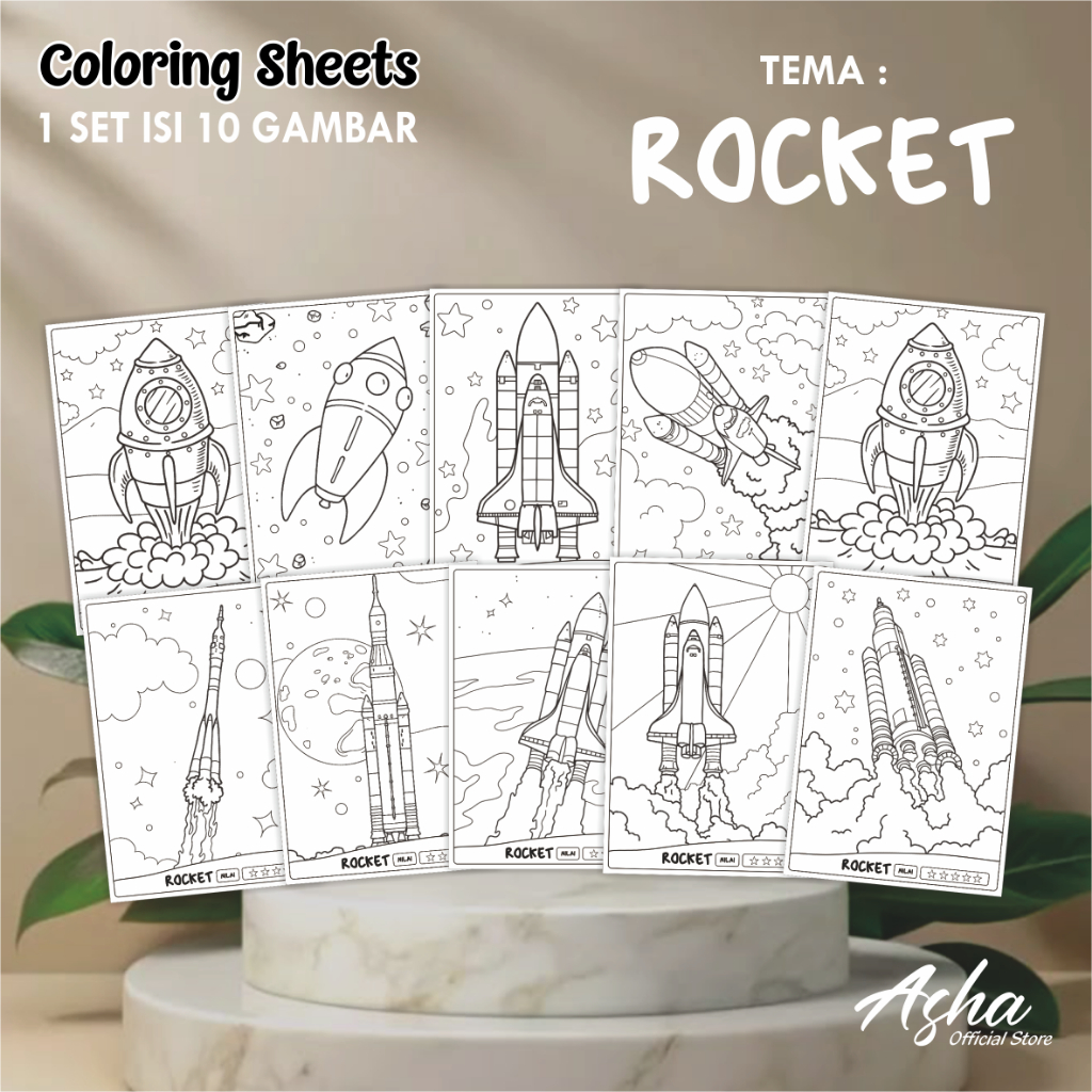 

KERTAS GAMBAR UNTUK ANAK - LEMBAR MEWARNAI ANAK 1 SET ISI 10 GAMBAR ROCKET UKURAN A3