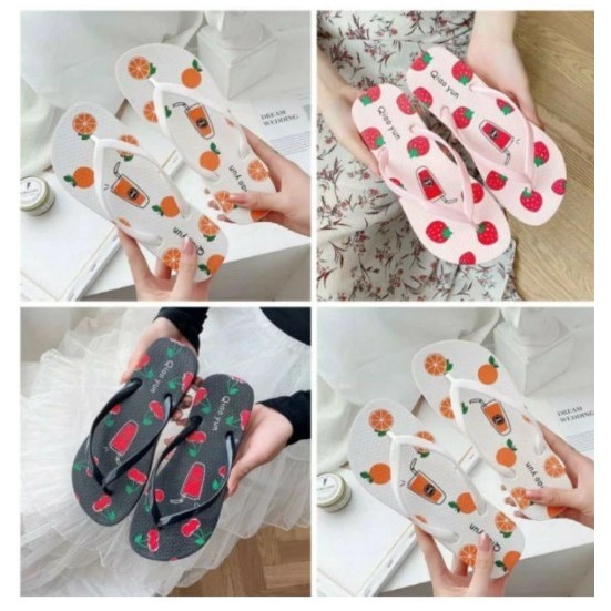 Nabila 07 Sandal Jepit Wanita Motif Juice Sendal Cewek Anti Slip / Sandal Wanita