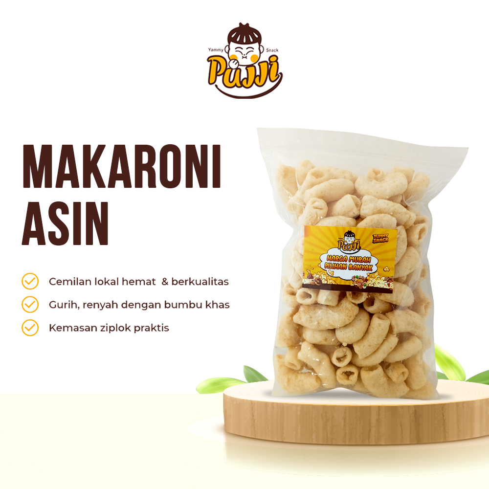

PUJJI Snack - Makaroni Asin 180gr/Makanan Tradisional/Makanan Ringan/Cemilan Enak/Snack Kiloan