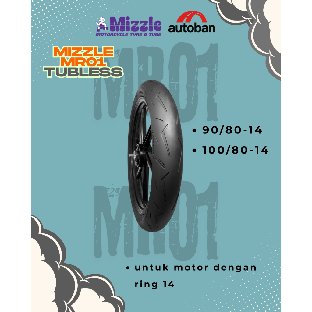 Ban Racing Bebek Sport Mizzle MR01 / Ban Mizzle MR01 Ring 14 ukuran 90/80-14 dan 100/80-14