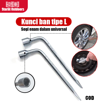 Kunci Roda L ukuran 21MM Kunci Roda L + congkelan ban Mobil Motor Kunci Roda L Hex Universal