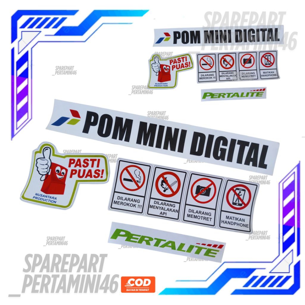 Stiker Set 1 Nozzle Pom Mini digital Pertalite Pertamini Digital