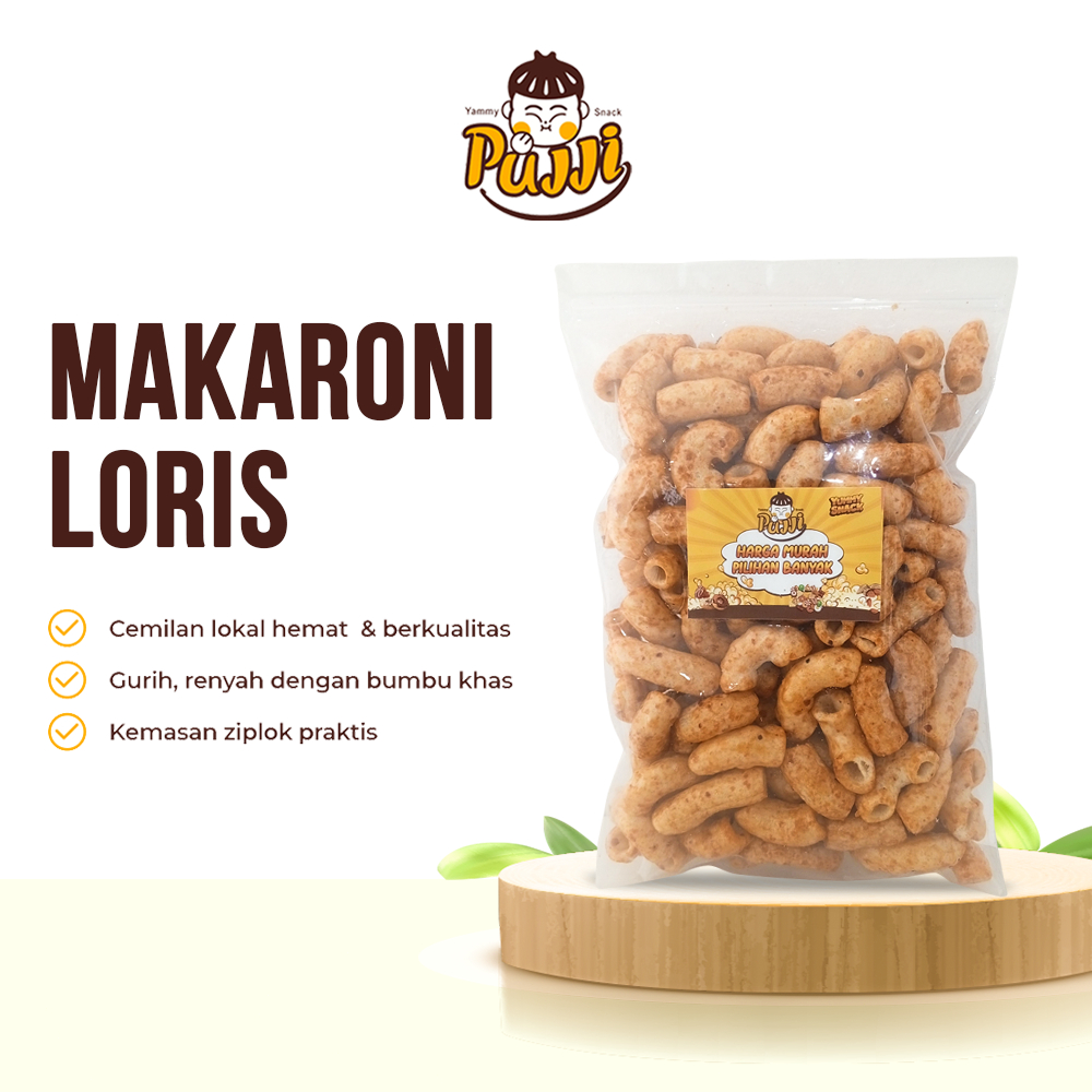 

PUJJI Snack - Makaroni Loris 220gr / Snack Gurih Renyah / Camilan Enak Guri