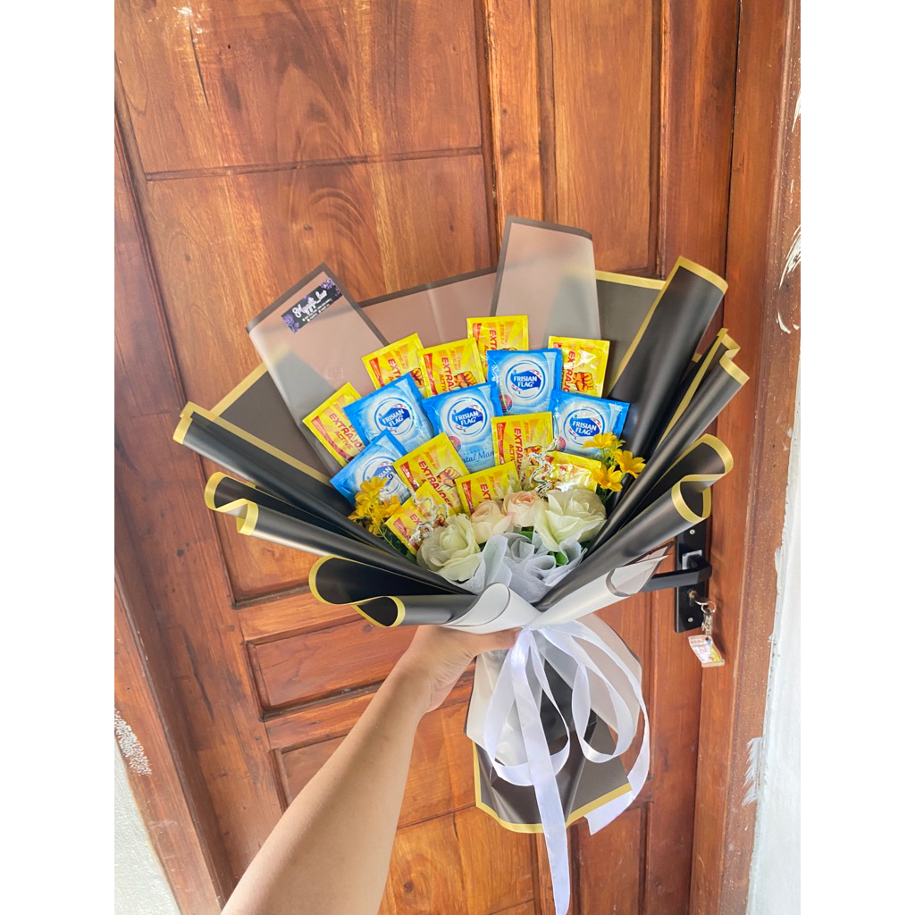 

buket susu kental manis bunga artificial extrajoss kukubima enao