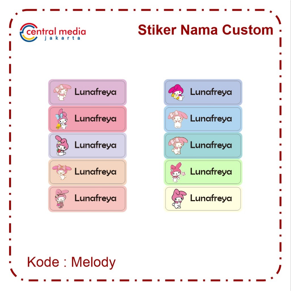 

80 Pcs Sticker Label Nama Anak Vinyl Waterproof Custom Persegi Panjang Label Botol Minum Lunch Box tempat makan buku sekolah anak